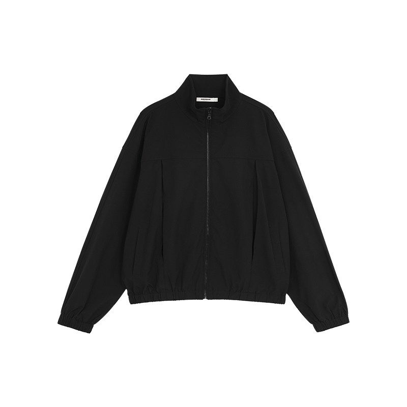 

Bodydream Textured Woven Jacket Men s Casual Loose Zipper Cardigan Sports Style Stand Collar Jacket Black 3XL