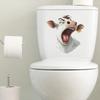 Skurrile Kuhkopf-Toilettenaufkleber Badezimmer Toilette Heimdekoration Wandaufkleber