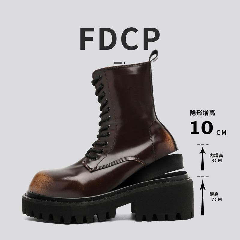 High-Top Thick-Soled Men`s Boots Inner Height