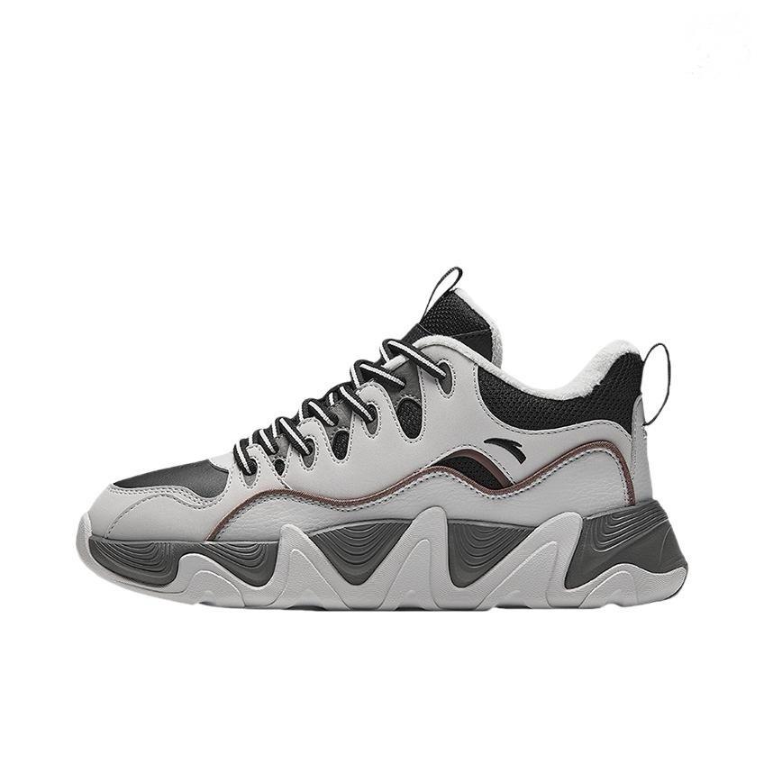 New Anta Back Wave 1.0 Slip Resistant, Abrasion Resistant, Thermal Mid Top Casual Shoes Women's Black Gray 922448916-3