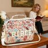 Bible Cover Chenille Letter Adjustable Shoulder Strap Church Tote Flowers Print Bible Carrier With Handle For Women Teacher