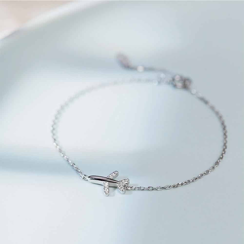 Simple Shiny Aircraft Bracelet Versatile Fashionable Silvery Alloy Bracelet Women Hand Jewelry Accessory