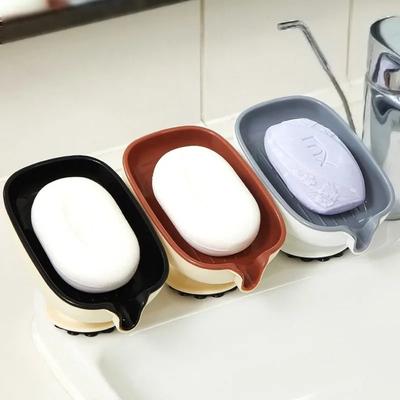 Multi Functional Suction Cup Soap Storage Rack with Drainage Holes Household Light Luxury Bathroom Soap Box Bathroom Supplies
