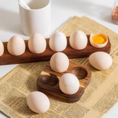 Wooden Egg Holder Rustic Egg Tray 4 or 6 Slots Countertop Egg Organizer for Kitchen Refrigerator Dining Table