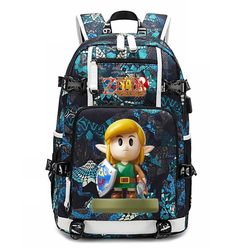 Zelda Zelda Plecak z Nadrukiem Akcesoria Outdoorowy Port USB Duża Pojemność Plecak Podróżny