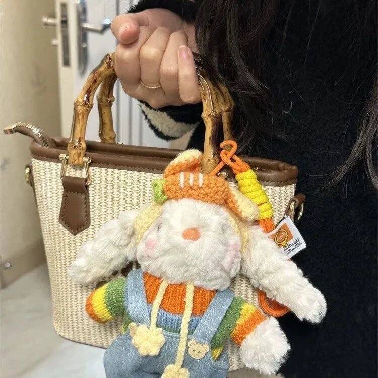 Bag Pendant Rainbow Carrot Strap Pants Hanging Ears Rabbit Cartoon Cute Plush Doll Keychain Gift
