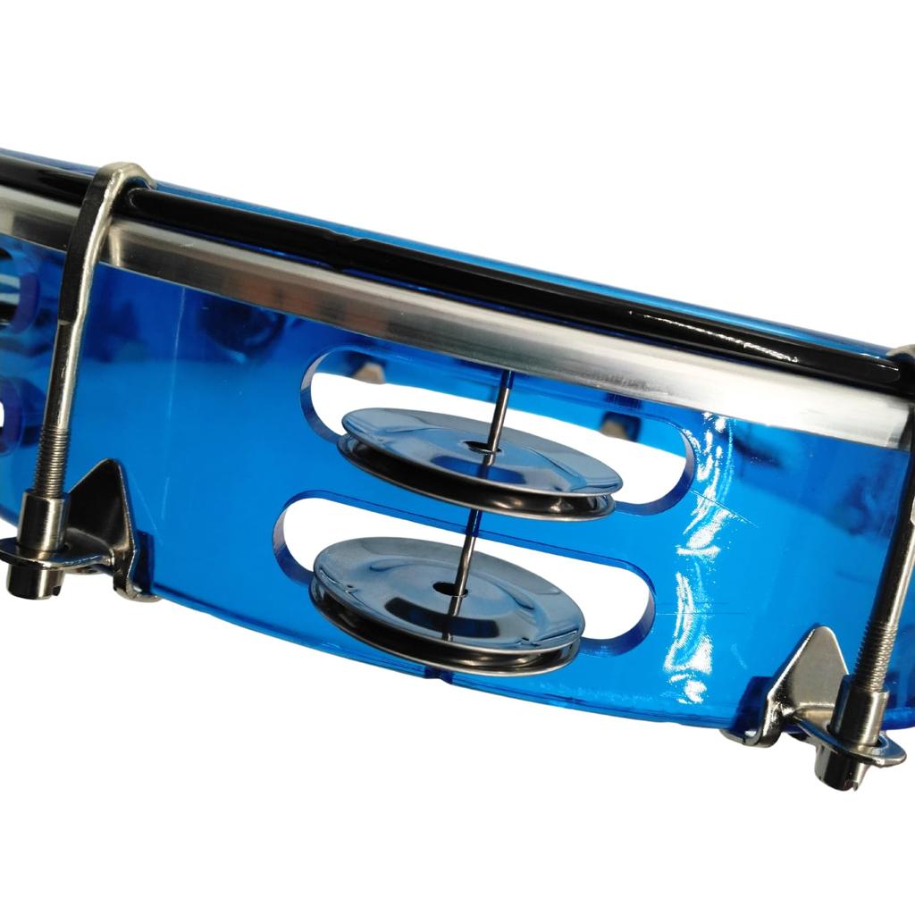 COZENTA Tambourine, Transparent, Two-Row, Percussion Instrument, Adjustable Pitch (Red)