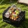 Drehbarer Grillkorb mit Holzgriff, Edelstahl-Zylinderkäfig für Camping, Antihaft-Outdoor-Kochwerkzeug