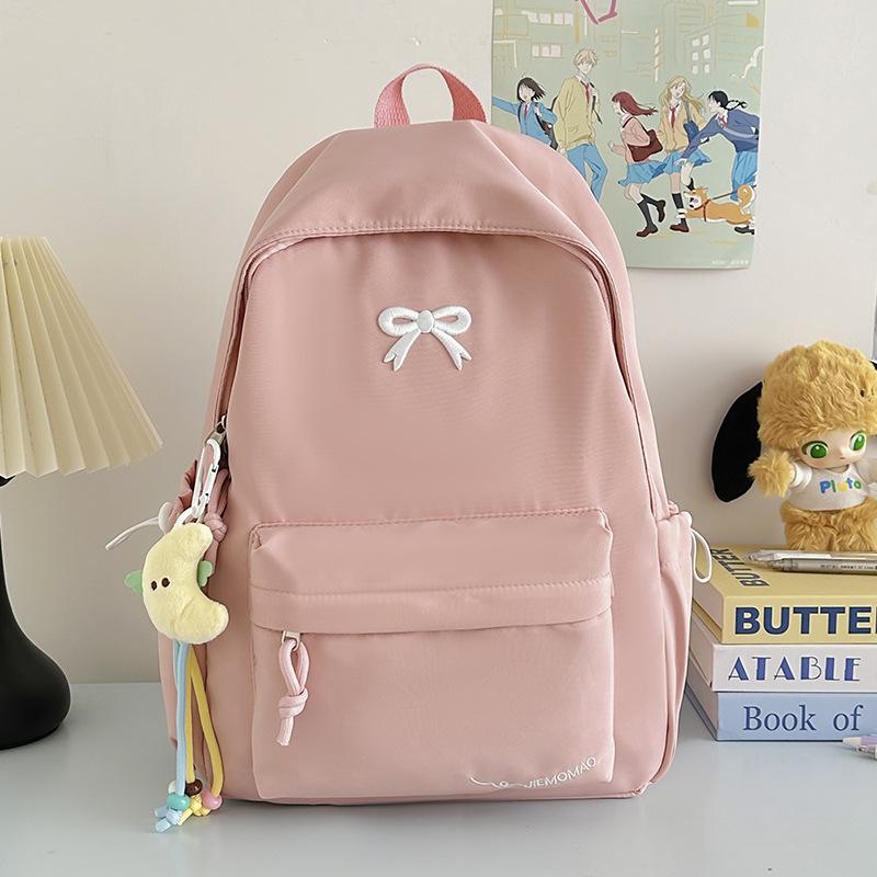 Schoolbag Wholesale High Value Bow Lightweight Small Backpack Japanese Ins Simple High School Student Schoolbag Versatile Backpack