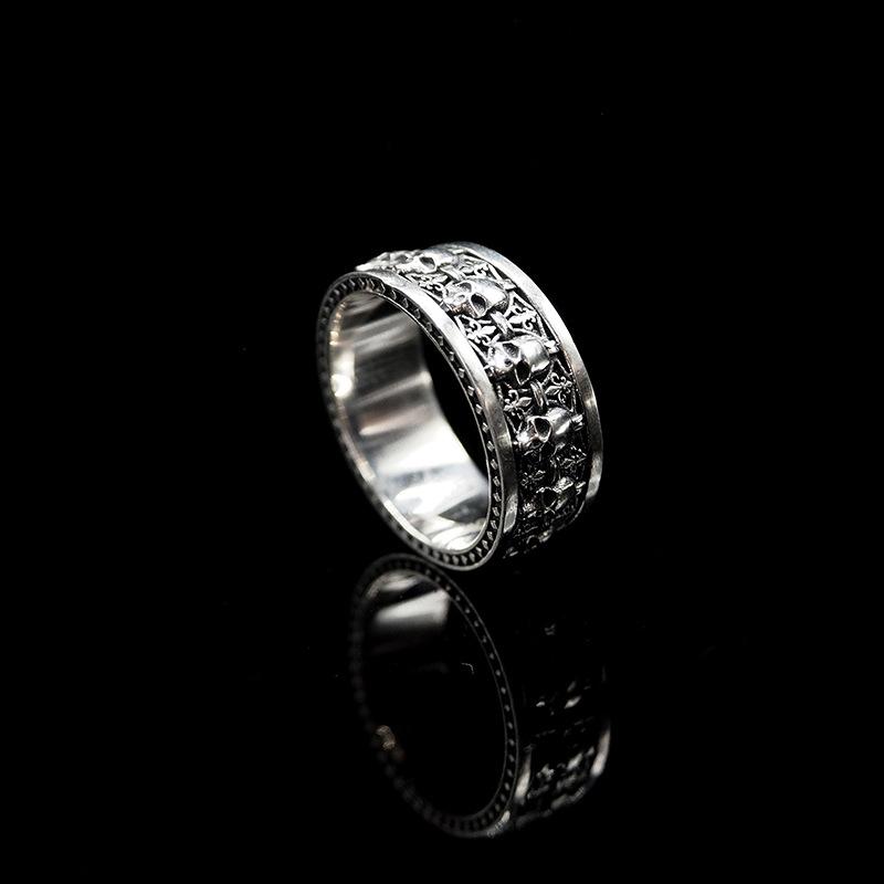 Punk Gothic Skeleton Open Ring Neutral Retro Creative Silver Color Hip Hop Personalized Halloween Party Jewelry Gift