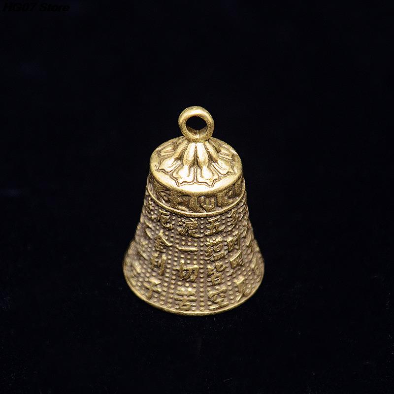1PC Bronze Artesanato Fundição Escritura Sino Botão Carro Sino de Vento Sino de Bronze Tibetano Presente Criativo Decoração de Casa Pingente
