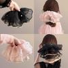 Pearl Large Organza Scrunchies Hair Bands Hair Ties Ponytail Holder Gentle Elastic Oversize Chiffon Scrunchies Bun Hairstyle