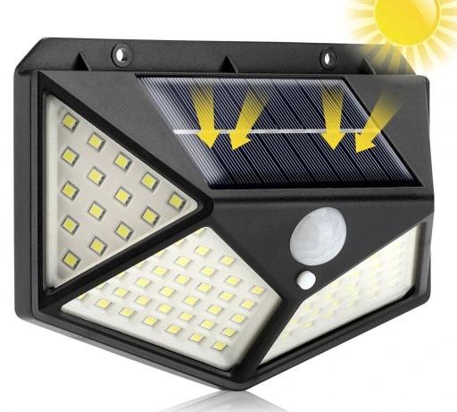 Lampa Solarna Z Czujnikiem Ruchu Zmierzchu Jasna 100 Led Mocna Zewnętrzna