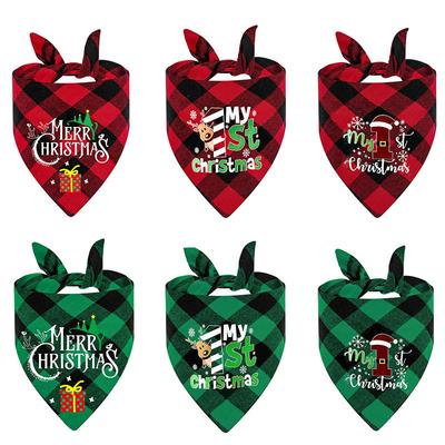 Christmas Pet Triangle Towel Plaid Dog Cat Saliva Towel Print Pet Scarf