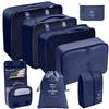 8-Piece Travel Packing Cubes Set - Large Capacity Luggage Organizers for Suitcase, Clothes and Shoes Storage Bags, Portable Travel