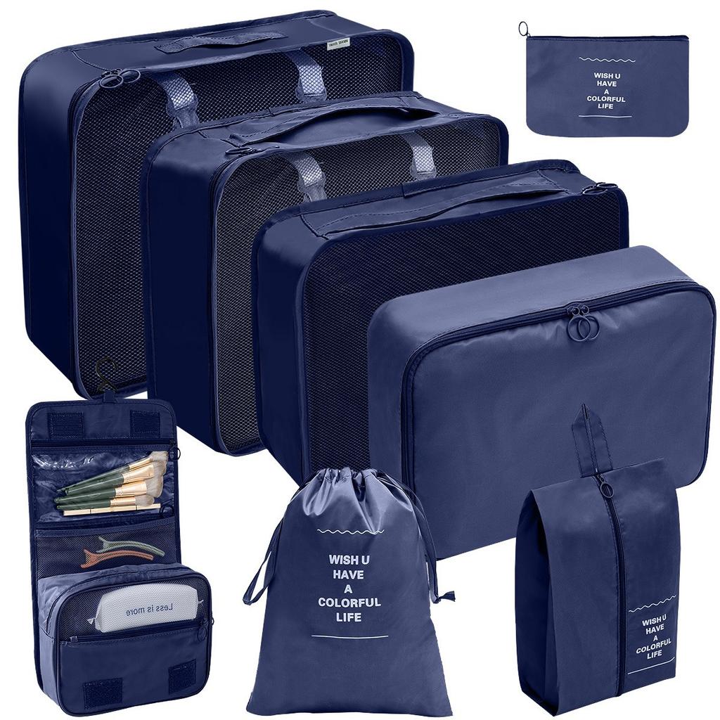 8-Piece Travel Packing Cubes Set - Large Capacity Luggage Organizers for Suitcase, Clothes and Shoes Storage Bags, Portable Travel