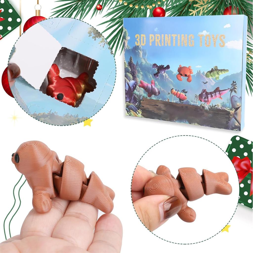 3D Christmas Countdown Advent Calendar with Cute Animals