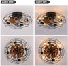 Retro Bedroom Ceiling Fan with Light Remote Control Thin Cage Pendant Light Living Room Wooden Blade Iron Ceiling Fan with Light