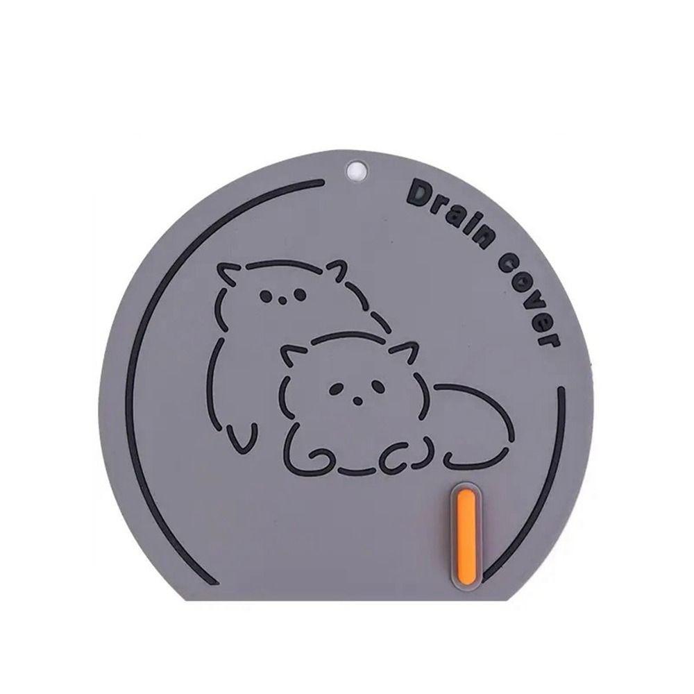 

PVC Sink Drain Cover Cartoon Pattern Sink Strainer Sewer Cover Floor Drain Cover Bathroom grey-Fox