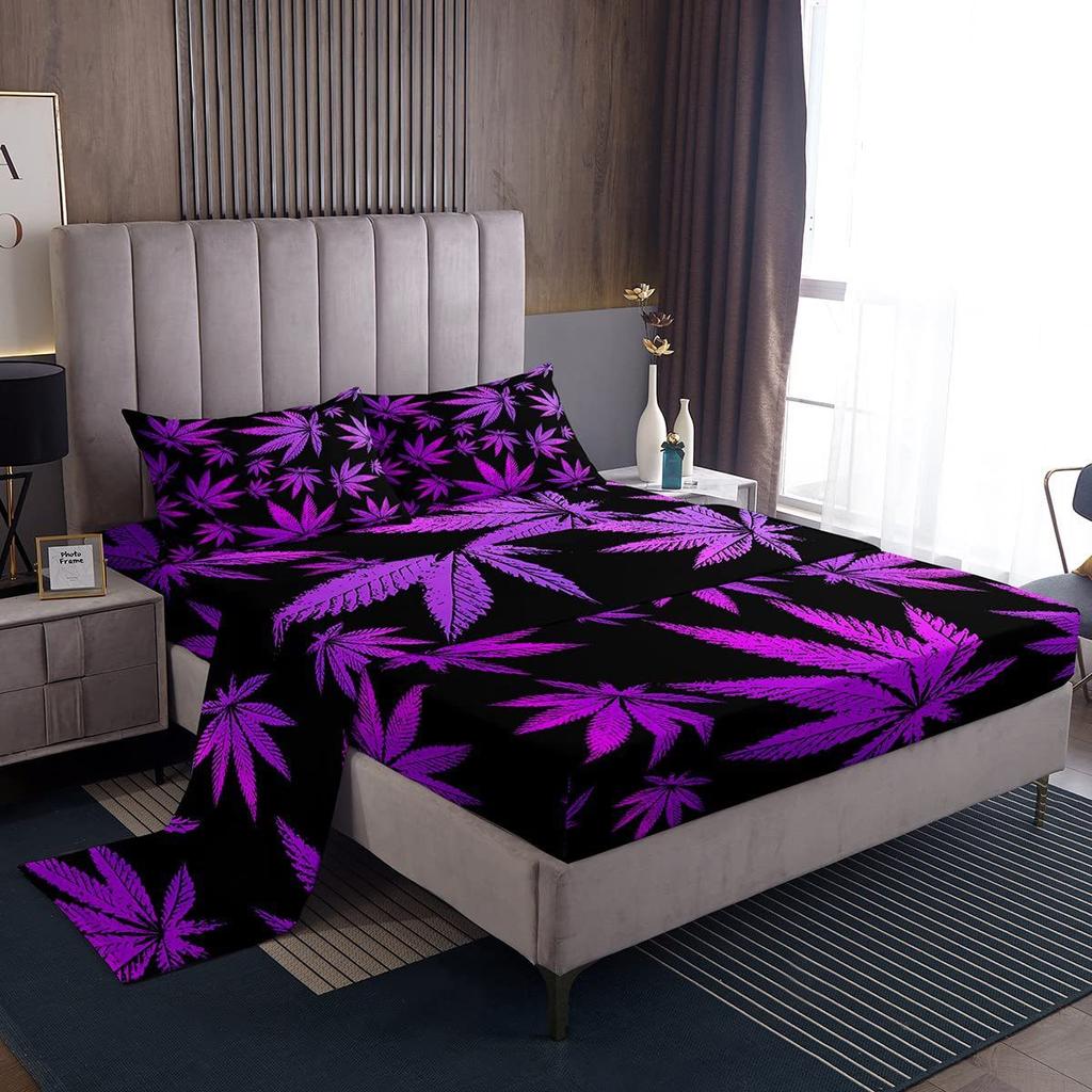 Chapéu de Cama com Padrão de Frutas Abacate Desenho Animado Conjunto de Roupa de Cama de Quatro Peças Decoração de Roupa de Cama para Quarto de Dormitório