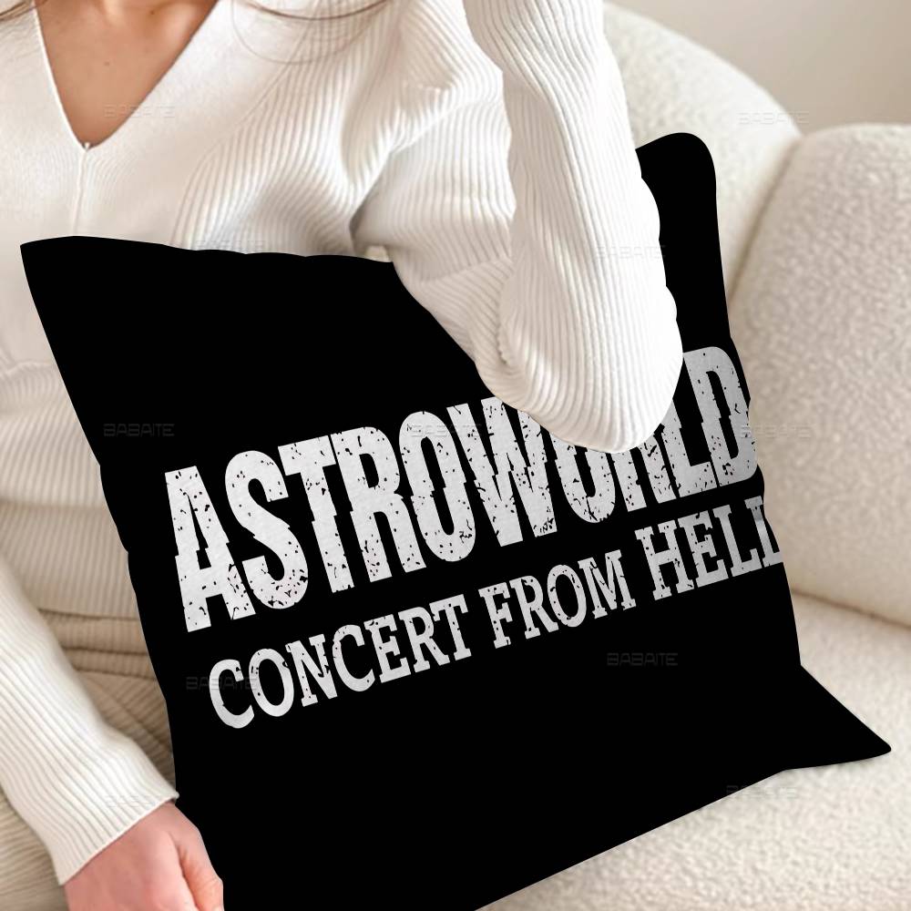 T-Travis S-Scott A-Astroworld Pillow Covers Cartoon Sofa Decorative Home Double-sided Printing Short Plush Cute Cushion Cover