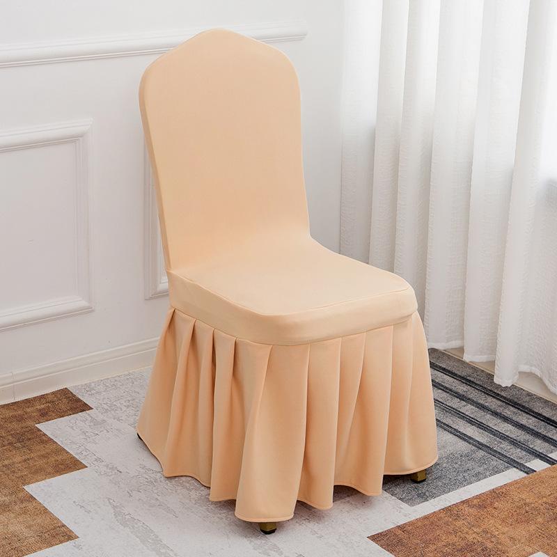 Solid Color Thick and Highly Elastic Stretch Chair Cover Wedding Pleated Skirt Style Chair Covers Suitable for Hotel Party and Banquet Decoration