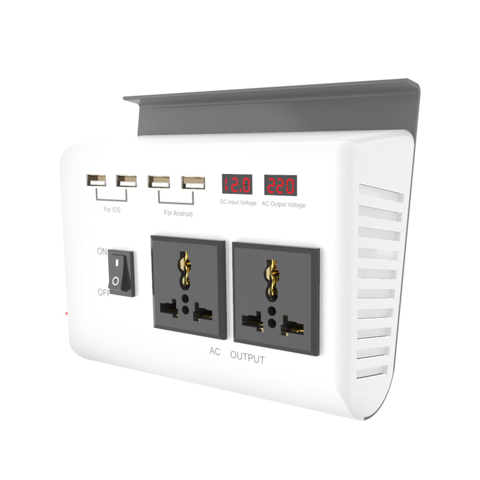 

Автомобильные инверторы мощностью 300 Вт, преобразователь постоянного тока 12 В в переменный ток 110 В, 4 порта USB и 2 розетки переменного тока, адаптер для зарядного устройства 12V to 220V белый