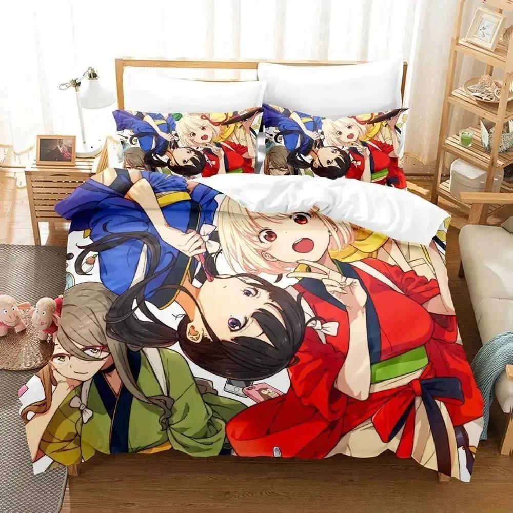 Lycoris Recoil Bedding Set Single Twin Full Queen King Size Bed Set Adult Kid Bedroom Duvet cover Sets 3D Anime Bed Sheet Set
