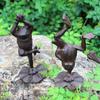 European Retro Cast Iron Yoga Frog Ornament for Home Display