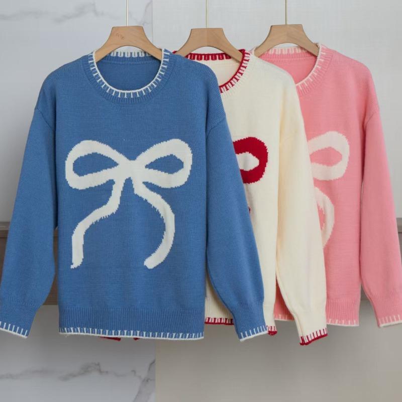 Autumn and winter sweet and versatile loose large size long-sleeved round neck Christmas knitted sweater women