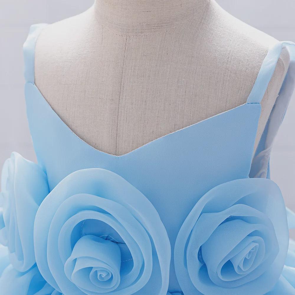 European and American Baby Princess Dress with 3D Floral Design - Perfect for Piano Performances and First Birthday Celebrations