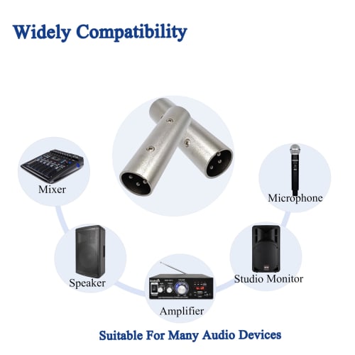 VolutyTek XLR Male to 3-Pin XLR Microphone Adapter Connector Compatible with 2 Recorder Mixing Consoles