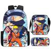3Pcs Set NARUTO Anime School Backpack With Front Pocket & Crossbody Bag & Pencil Bag,Durable&Lightweight,for Boys&Girls Age 5-10