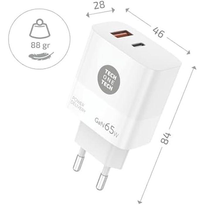 Chargeur Mural - TECH ONE TECH - TEC2273 - 1 X USB type-C - 1 X USB - 65 W