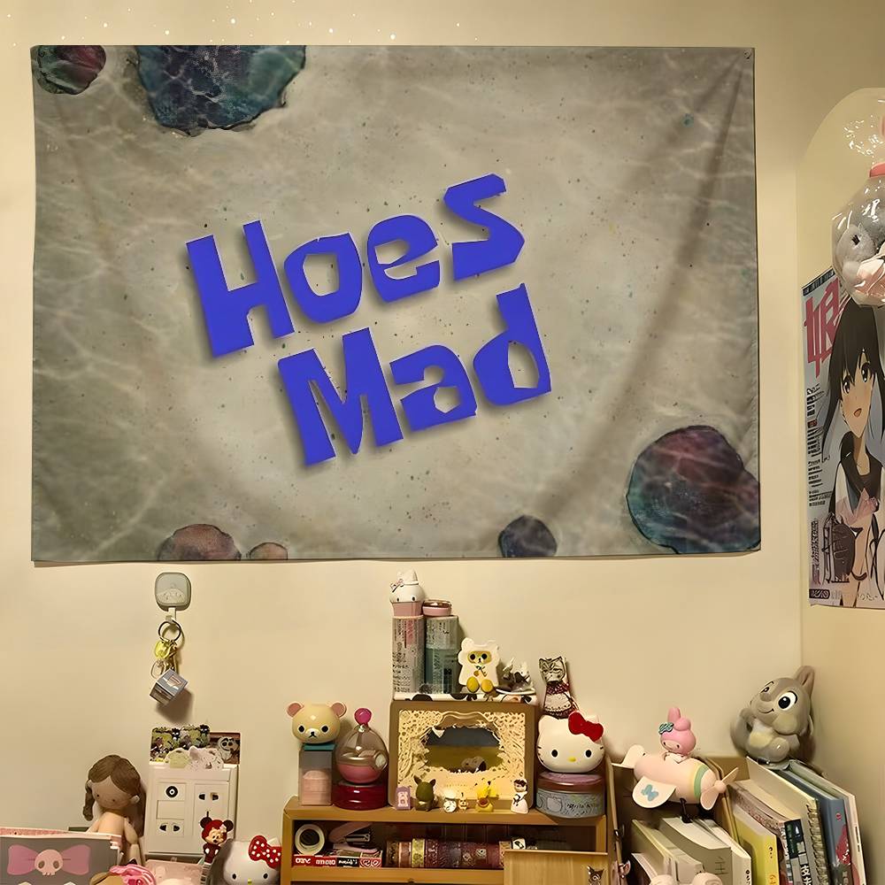 1pc Hoes Mad Funny Colorful Hippie Psychedelic Bedroom Dorm Decor Aesthetic