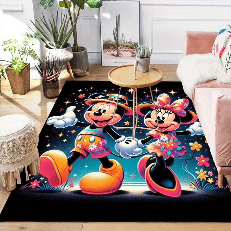 1 Stück Minnie und Mickey Muster Teppich Weiche Flanell Fußmatte für Wohnzimmer, Büro, Schlafzimmer und Teppich, Sofa Couchtisch Fußmatte