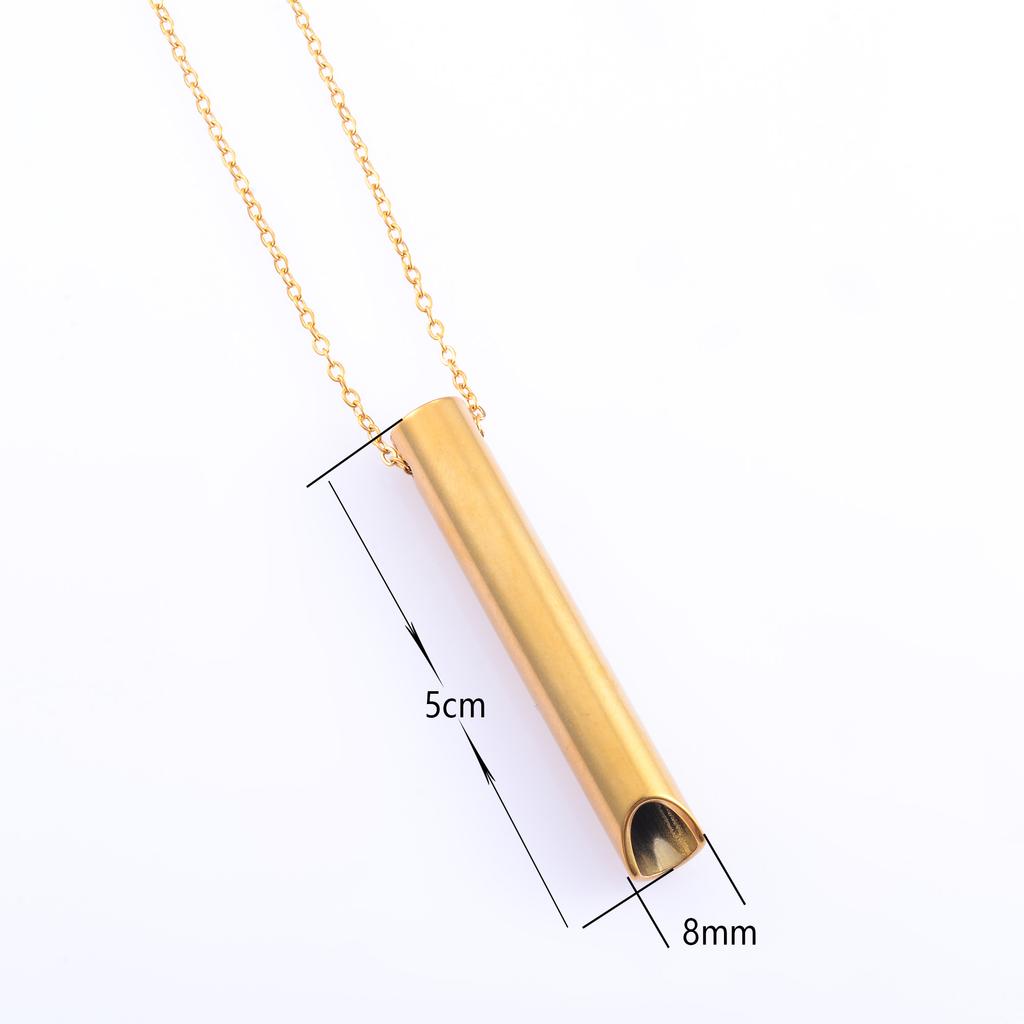 Meditation Stressabbau Edelstahl Angst Atmungskette Achtsamkeit Pfeifenanhänger mit Kette Yoga Ritualschmuck