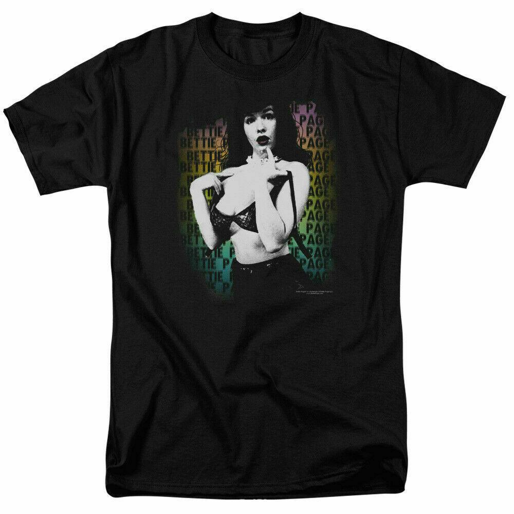

26 Bettie Page Oops T Shirt Licensed 1950 s Queen Of Pinups Girl Model Tee Black Unisex T-Shirt XL