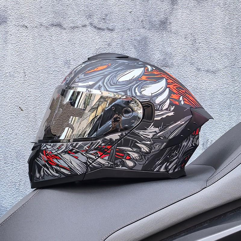 DOT ECE Certified Full Face Motorcycle Helmet Men Women Flip-Up Design ABS Shell All Season Use
