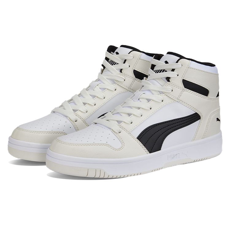 Puma Rebound Layup Leather Mid-Top Retro Basketball Shoes Unisex Sneaker Black White 369573-30
