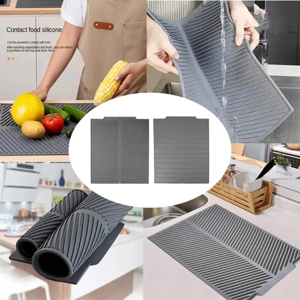 S/M/L Silicone Draining Board Mat Foldable Table Heat Insulation Pad  for Kitchen Pot Cup