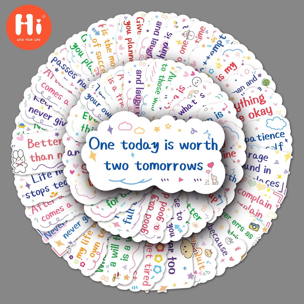 100 Inspirational English Short Sentences Graffiti Personality Cross-border Text Slogan DIY Skateboard Water Cup Suitcase Sticker Waterproof