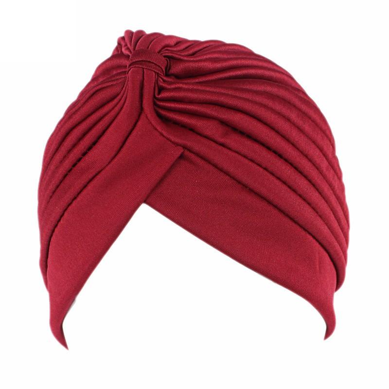 Stretchy Knot Twist Turban Bandanas Women Headscarf Bonnet Muslim Hijab Indian Hats Female Chemo Cap Adult Solid Color Head Wrap