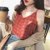 Retro Chic kariertes Chiffon-Camisole - Damen lockeres ärmelloses Sommeroberteil