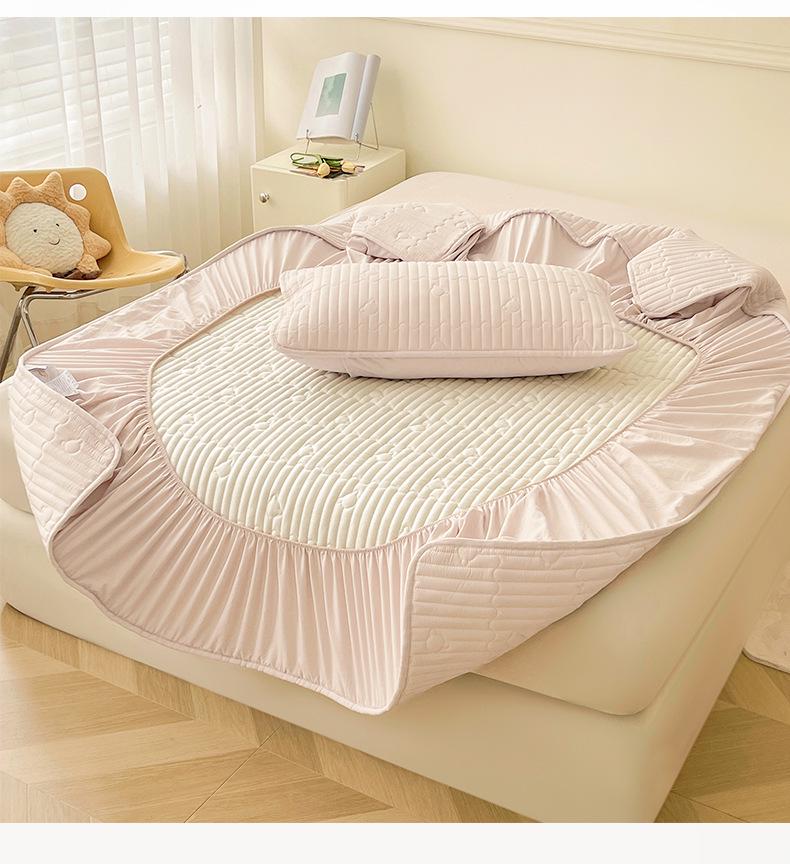Luochuan Serisi Su Geçirmez ve İdrar Geçirmez Kapitone Lastikli Çarşaf Seti - 3 Parçalı Yatak Koruyucu