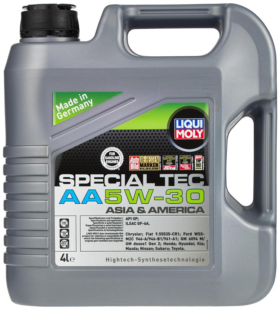 LIQUI MOLY Special Tech AA 5W30 4L Hydrocracked Synthetic Engine Oil for Domestic Vehicles, Compatible with Gasoline and Diesel Engines, 7616