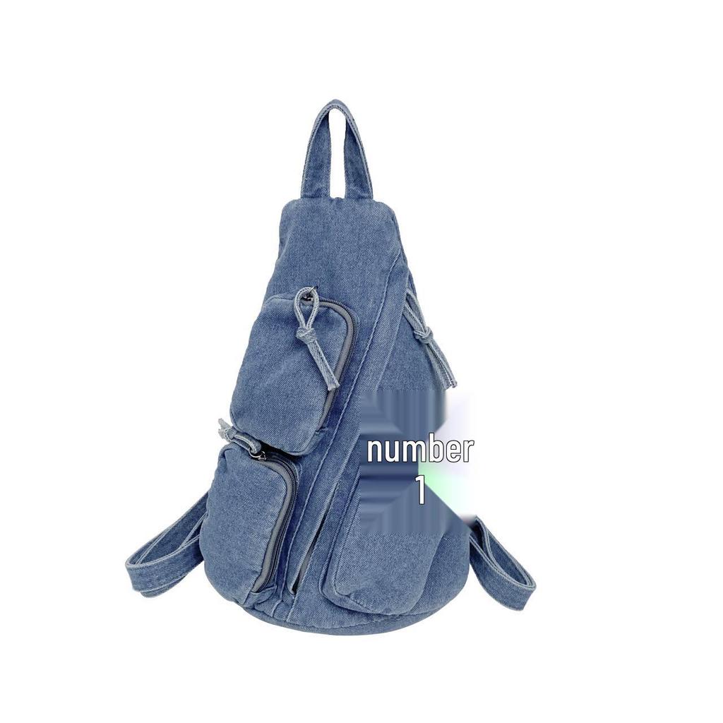 Damski Mini Plecak Crossbody z Denimu i Płótna - Lekki, Casualowy i Idealny na Dojazdy lub Podróże