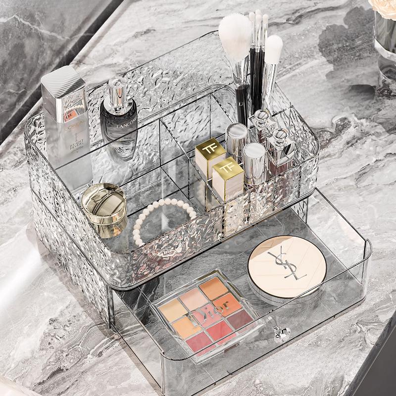 Acrylic Luxury Cosmetics Storage Box Organizer Table Transparent Dust-proof Makeup Lipstick Drawer Tall Cosmetics Organizer Case