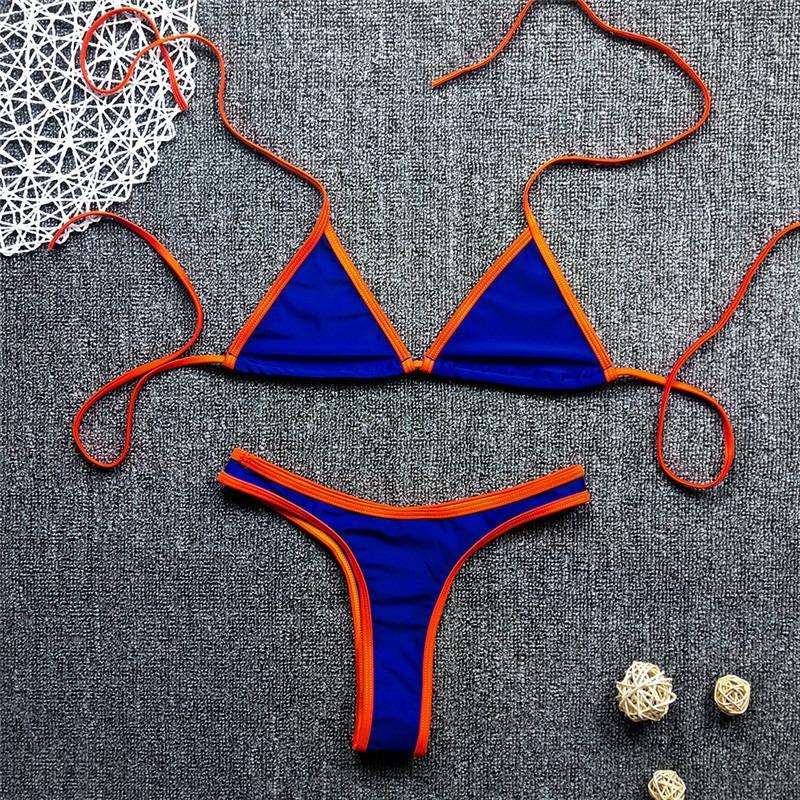 

New sexy bikini backless small fresh multi-color split swimsuit women bikini XL
