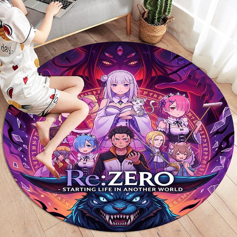 Re Zero Round Area Rug Carpet Rug For Living Room Bedroom Sofa Playroom Decor Nonslip Floor Mat